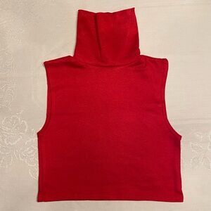 Vintage red sleeveless turtleneck sweater, small, estate piece
